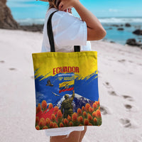 Ecuador Independence Day August 10 Tote Bag Patriotic Heritage Virgin Statue And Soldier