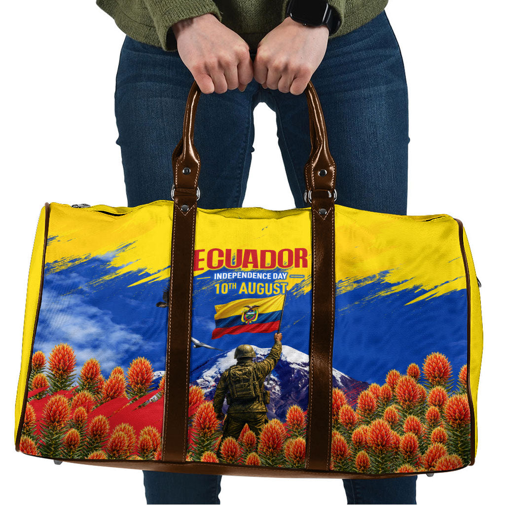 Ecuador Independence Day August 10 Travel Bag Patriotic Heritage Virgin Statue And Soldier