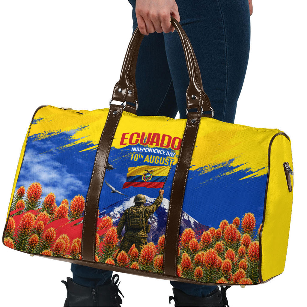 Ecuador Independence Day August 10 Travel Bag Patriotic Heritage Virgin Statue And Soldier