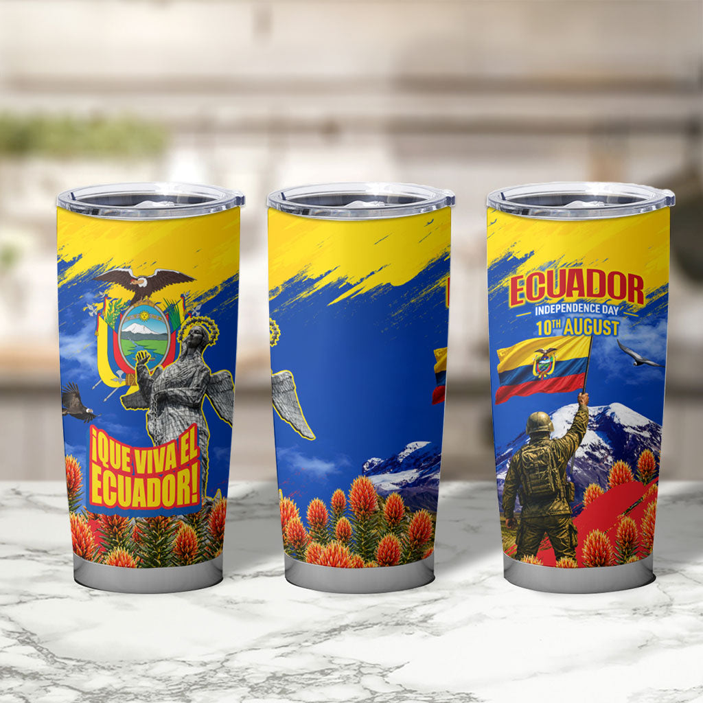 Ecuador Independence Day August 10 Tumbler Cup Patriotic Heritage Virgin Statue And Soldier