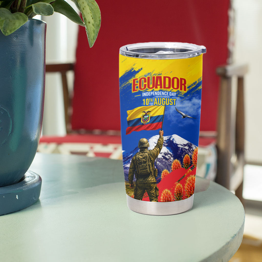 Ecuador Independence Day August 10 Tumbler Cup Patriotic Heritage Virgin Statue And Soldier