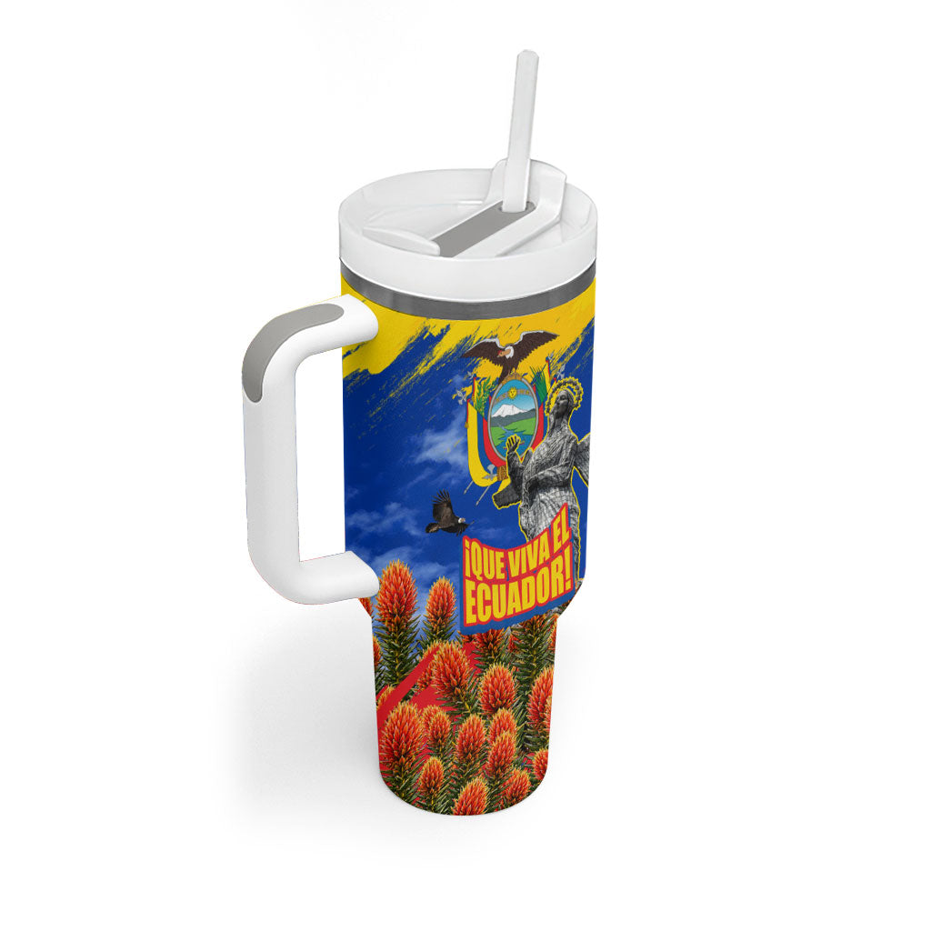 Ecuador Independence Day August 10 Tumbler With Handle Patriotic Heritage Virgin Statue And Soldier