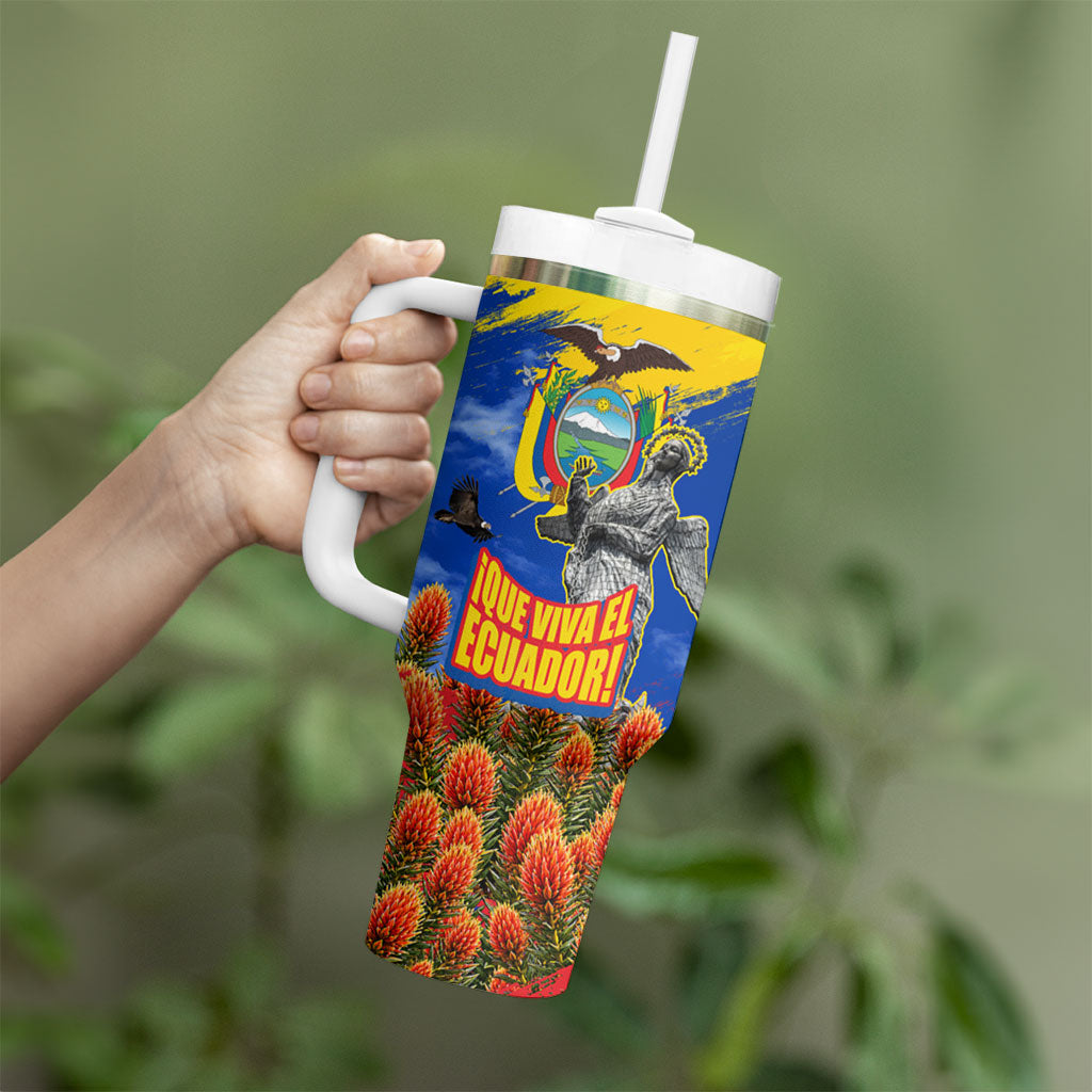 Ecuador Independence Day August 10 Tumbler With Handle Patriotic Heritage Virgin Statue And Soldier