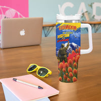 Ecuador Independence Day August 10 Tumbler With Handle Patriotic Heritage Virgin Statue And Soldier