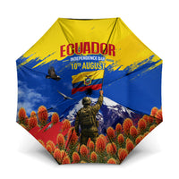 Ecuador Independence Day August 10 Umbrella Patriotic Heritage Virgin Statue And Soldier