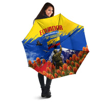 Ecuador Independence Day August 10 Umbrella Patriotic Heritage Virgin Statue And Soldier