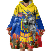 Ecuador Independence Day August 10 Wearable Blanket Hoodie Patriotic Heritage Virgin Statue And Soldier