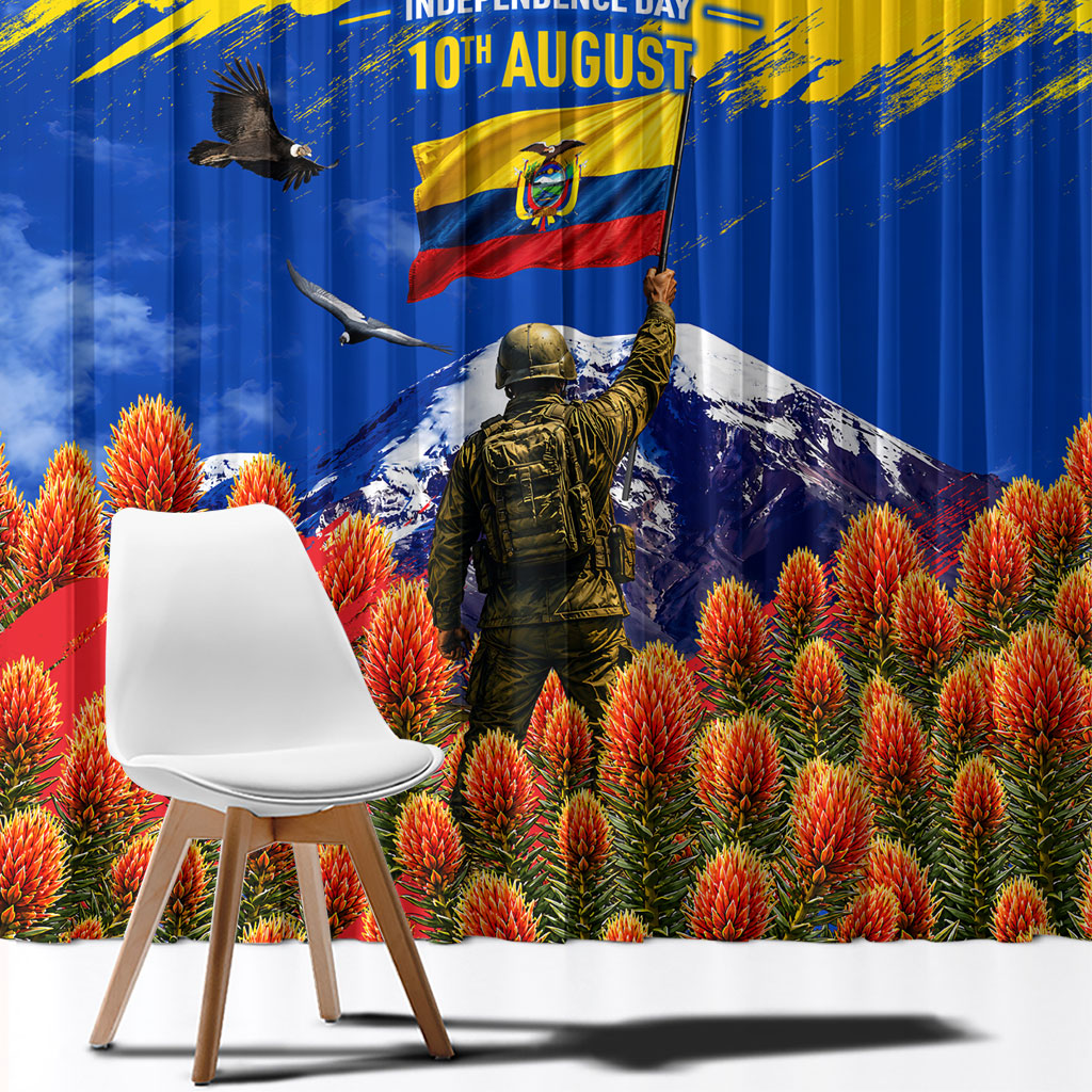 Ecuador Independence Day August 10 Window Curtain Patriotic Heritage Virgin Statue And Soldier