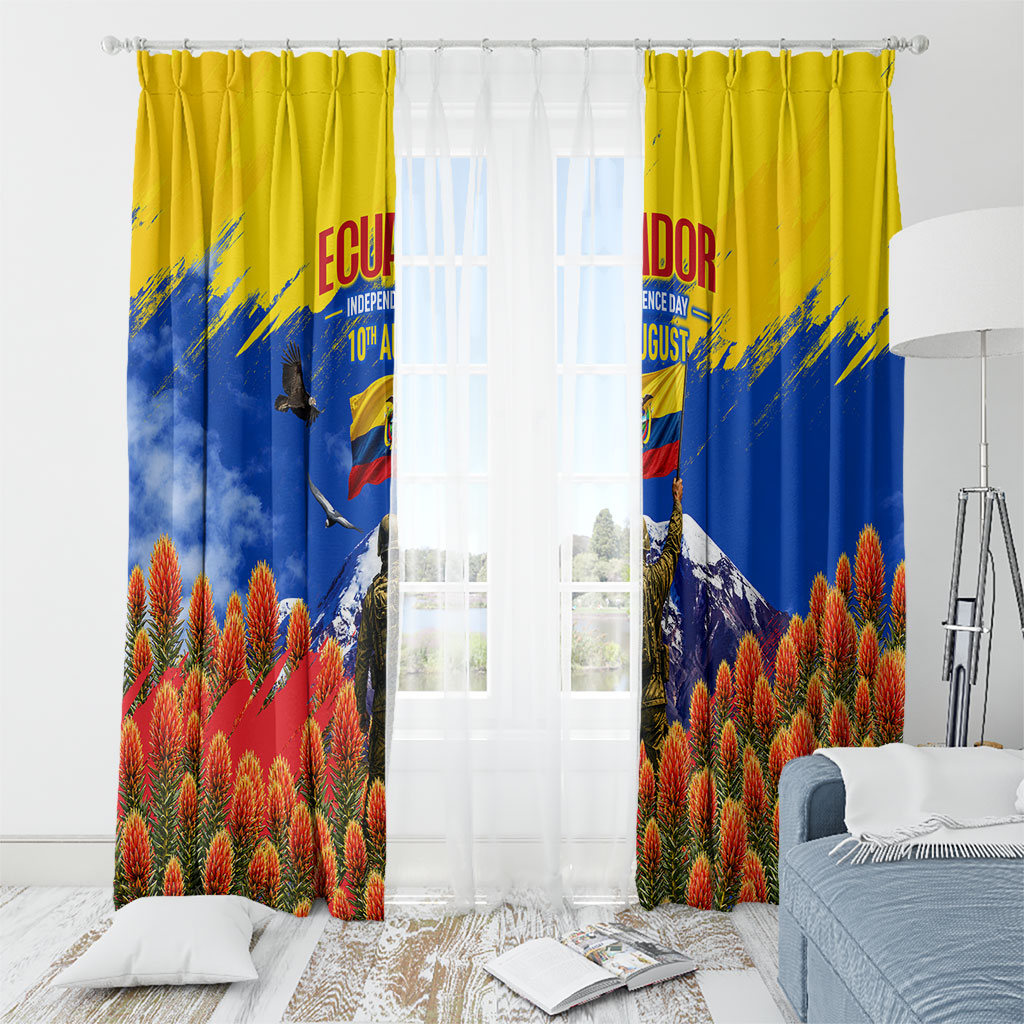 Ecuador Independence Day August 10 Window Curtain Patriotic Heritage Virgin Statue And Soldier