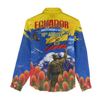Ecuador Independence Day August 10 Women Casual Shirt Patriotic Heritage Virgin Statue And Soldier