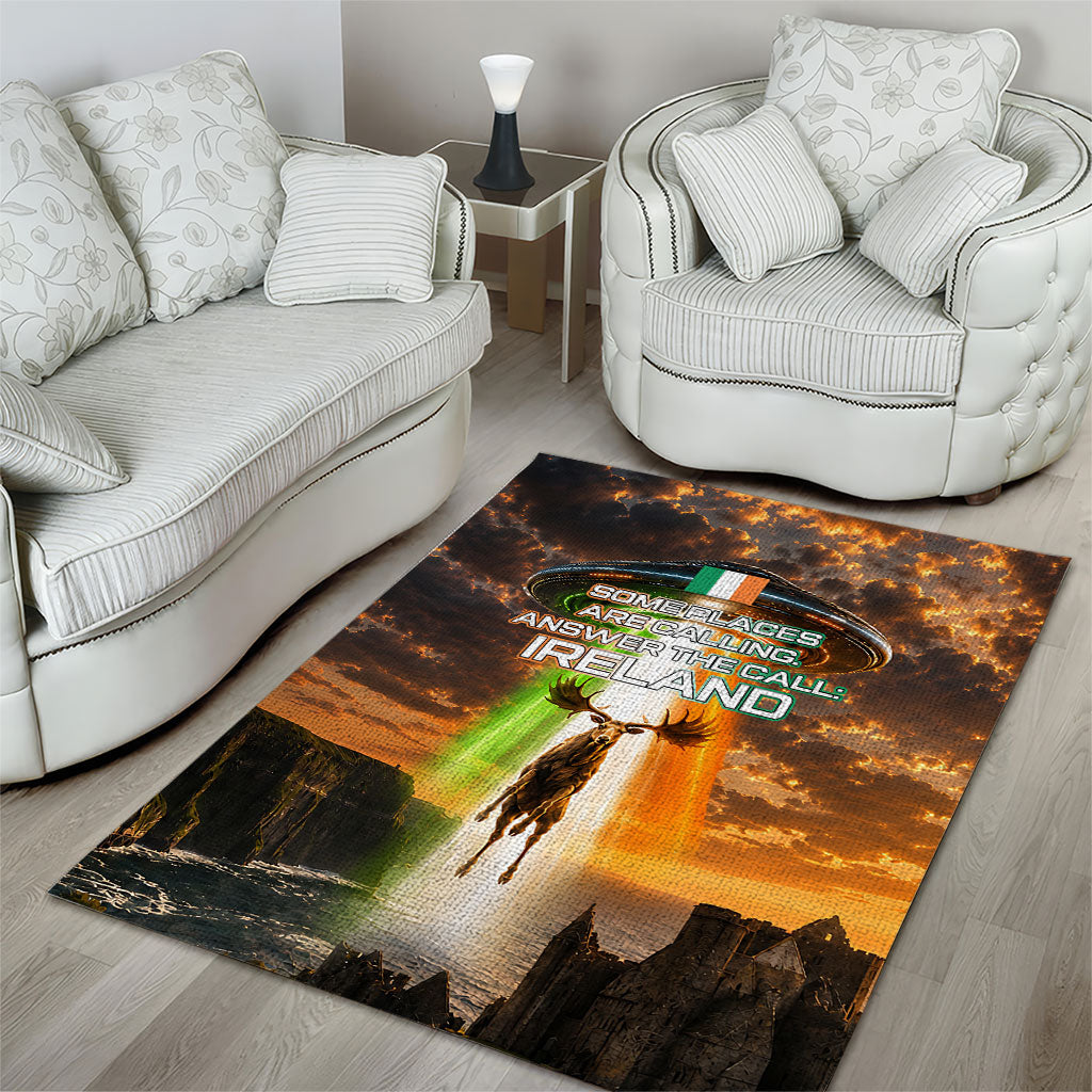 Ireland UFO Area Rug Irish Landscape Answer The Call