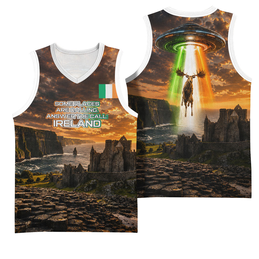 Ireland UFO Basketball Jersey Irish Landscape Answer The Call