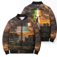 Ireland UFO Bomber Puffer Jacket Irish Landscape Answer The Call