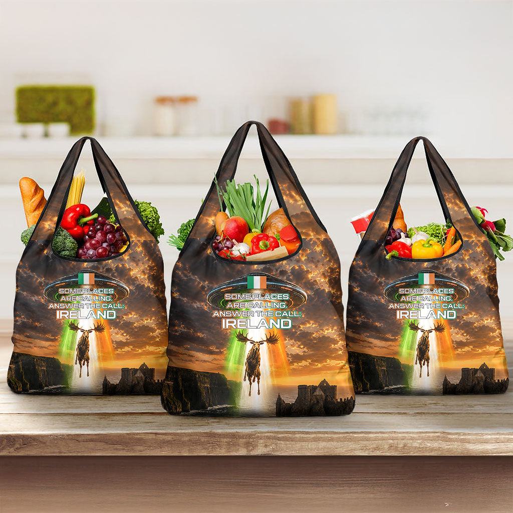 Ireland UFO Grocery Bag Irish Landscape Answer The Call