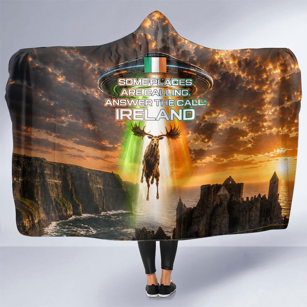 Ireland UFO Hooded Blanket Irish Landscape Answer The Call