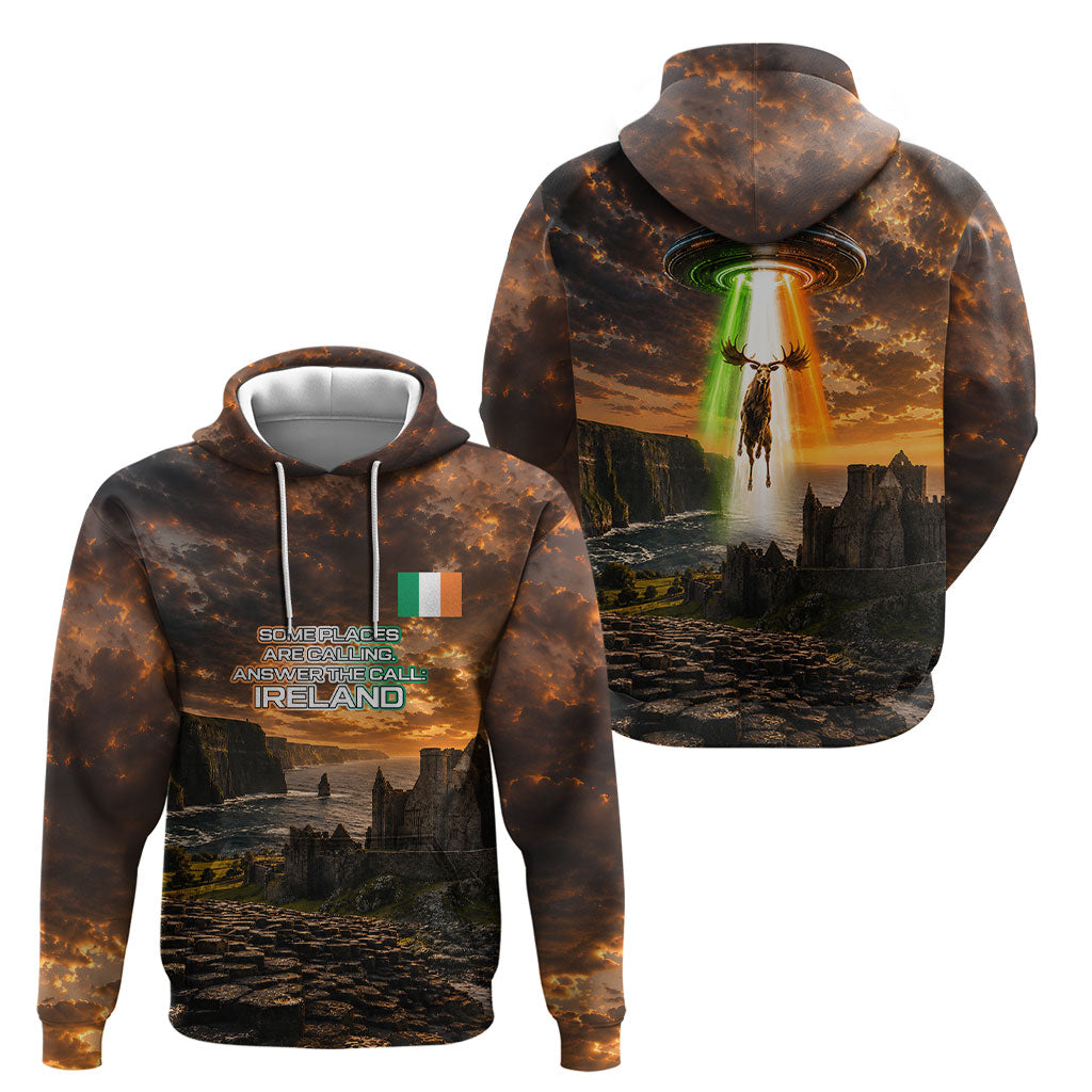 Ireland UFO Hoodie Irish Landscape Answer The Call
