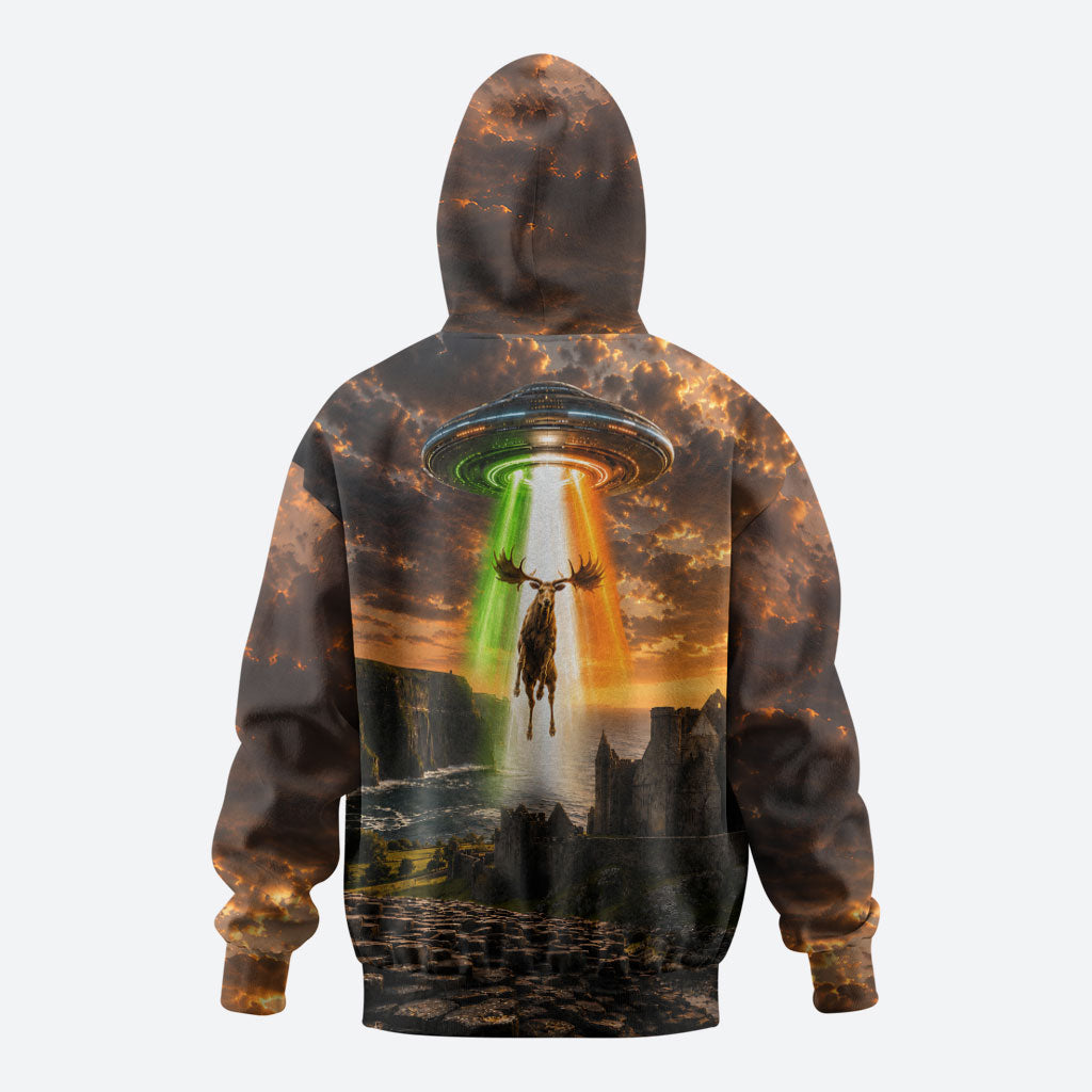 Ireland UFO Hoodie Irish Landscape Answer The Call