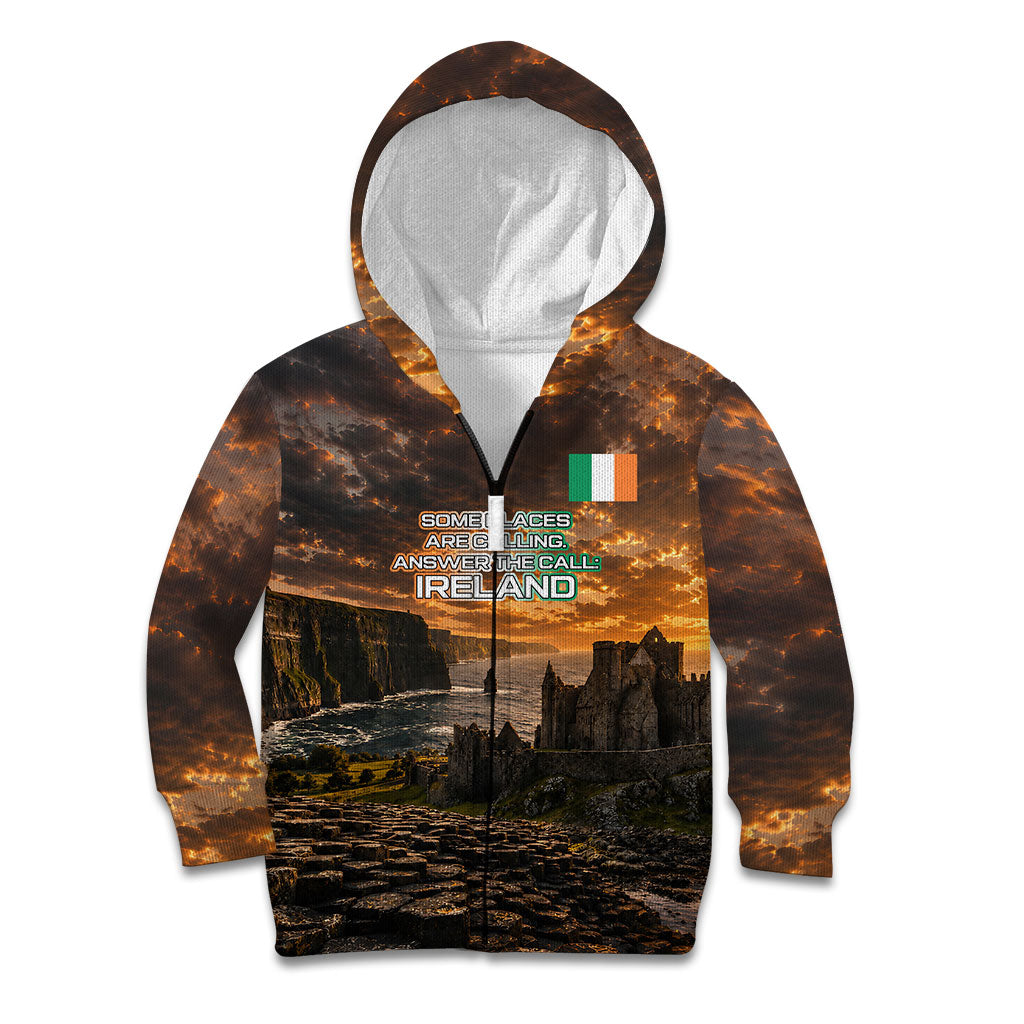 Ireland UFO Kid Hoodie Irish Landscape Answer The Call