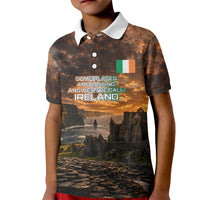 Ireland UFO Kid Polo Shirt Irish Landscape Answer The Call