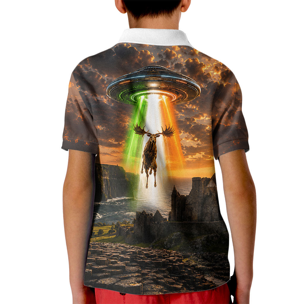 Ireland UFO Kid Polo Shirt Irish Landscape Answer The Call