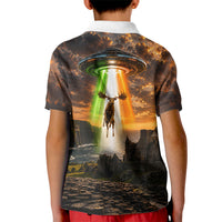 Ireland UFO Kid Polo Shirt Irish Landscape Answer The Call