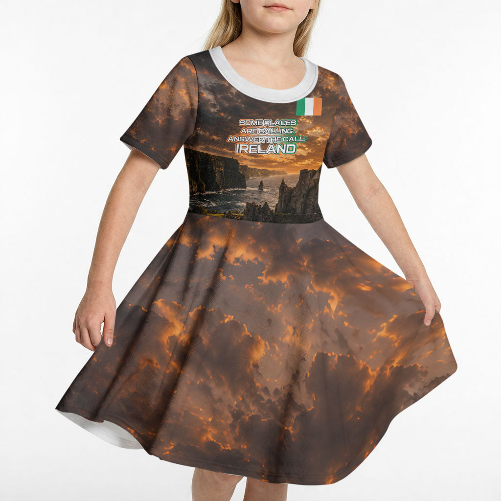 Ireland UFO Kid Short Sleeve Dress Irish Landscape Answer The Call