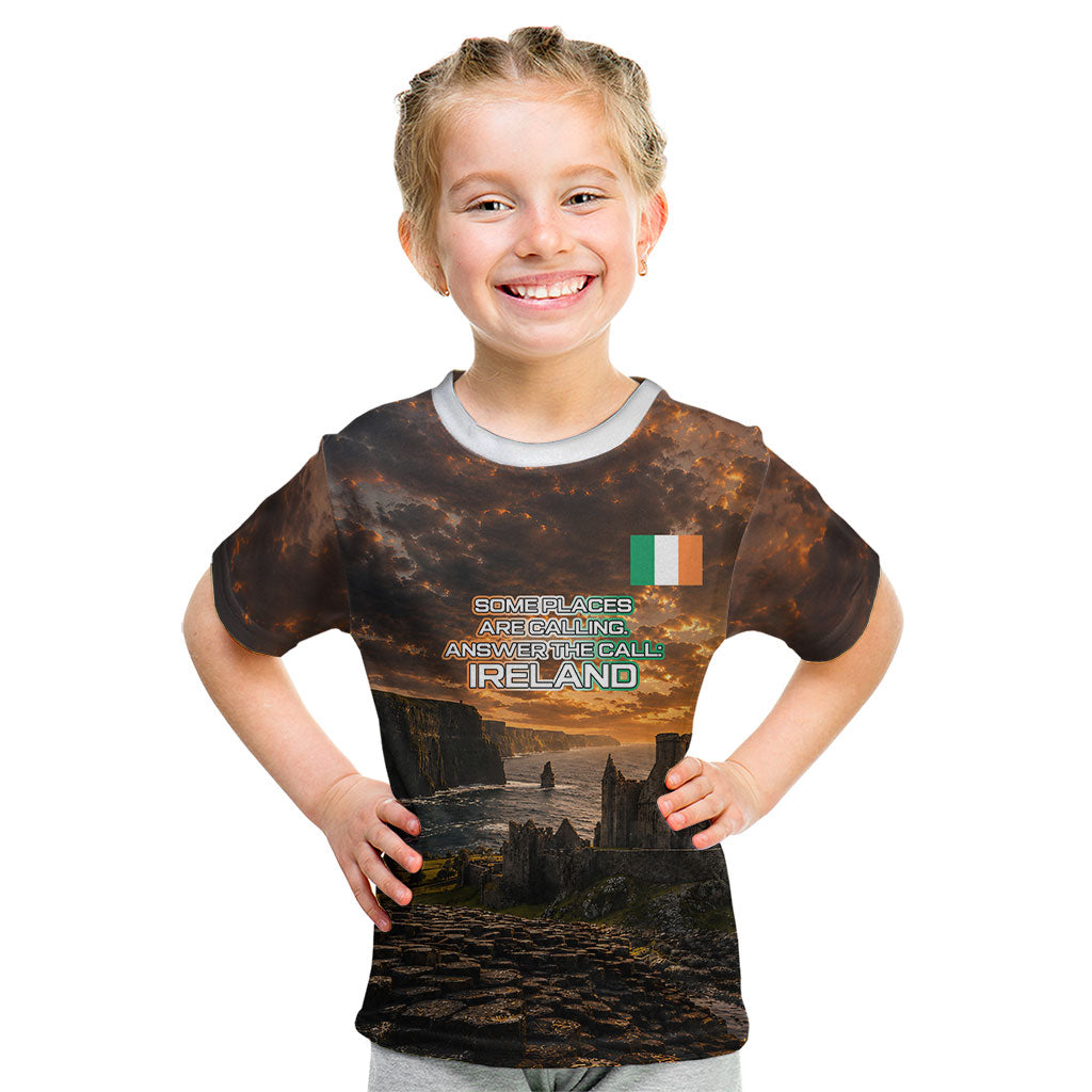 Ireland UFO Kid T Shirt Irish Landscape Answer The Call