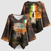 Ireland UFO Kimono Sleeve Blouse Irish Landscape Answer The Call