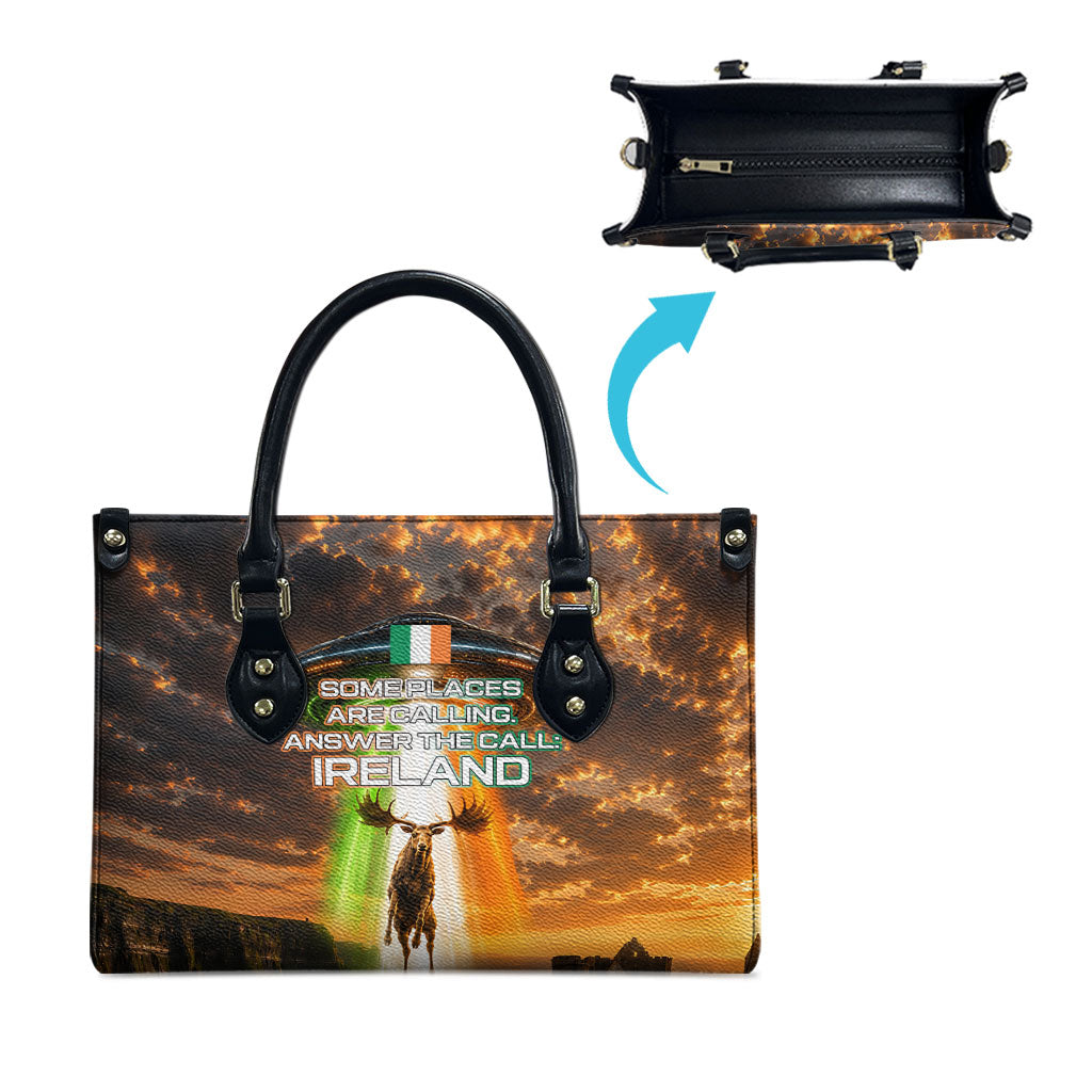 Ireland UFO Leather Bag Irish Landscape Answer The Call