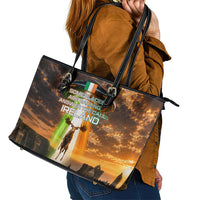 Ireland UFO Leather Tote Bag Irish Landscape Answer The Call