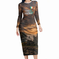 Ireland UFO Long Sleeve Bodycon Dress Irish Landscape Answer The Call
