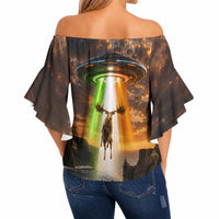 Ireland UFO Off Shoulder Wrap Waist Top Irish Landscape Answer The Call