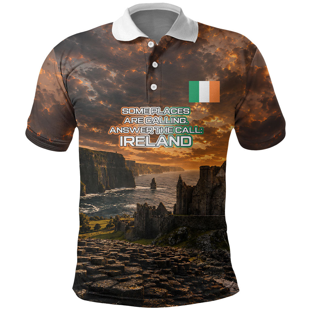 Ireland UFO Polo Shirt Irish Landscape Answer The Call