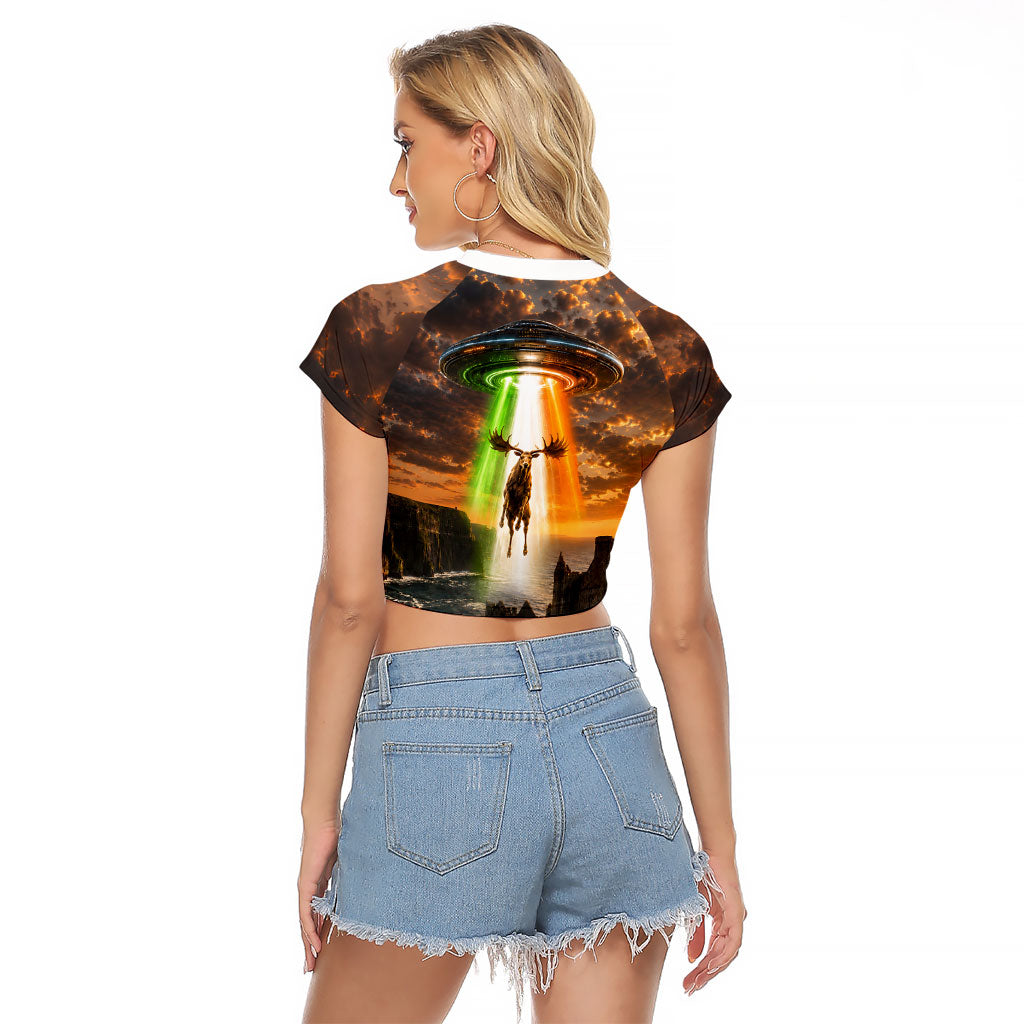 Ireland UFO Raglan Cropped T Shirt Irish Landscape Answer The Call