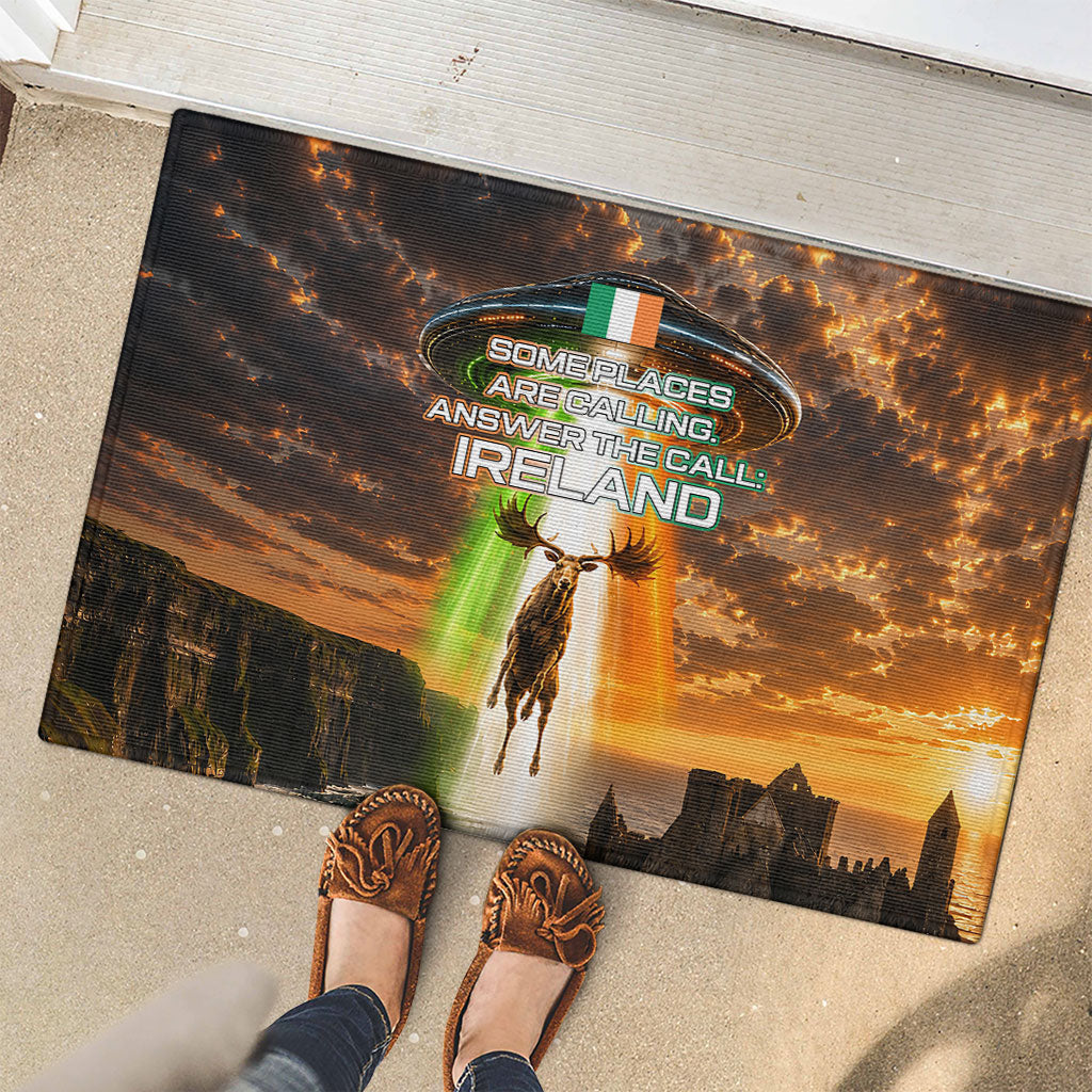 Ireland UFO Rubber Doormat Irish Landscape Answer The Call