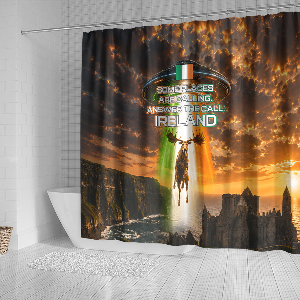 Ireland UFO Shower Curtain Irish Landscape Answer The Call