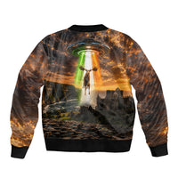 Ireland UFO Sleeve Zip Bomber Jacket Irish Landscape Answer The Call