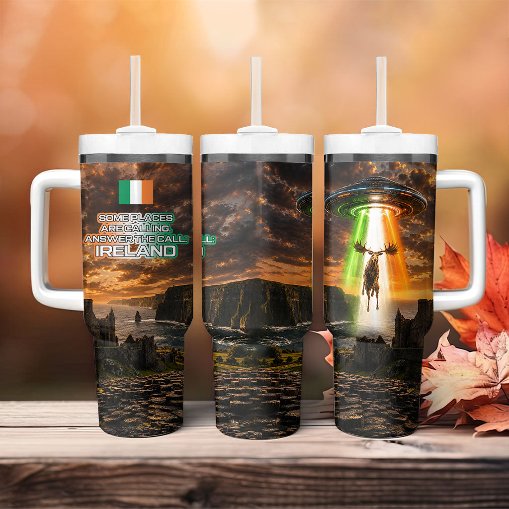 Ireland UFO Tumbler With Handle Irish Landscape Answer The Call