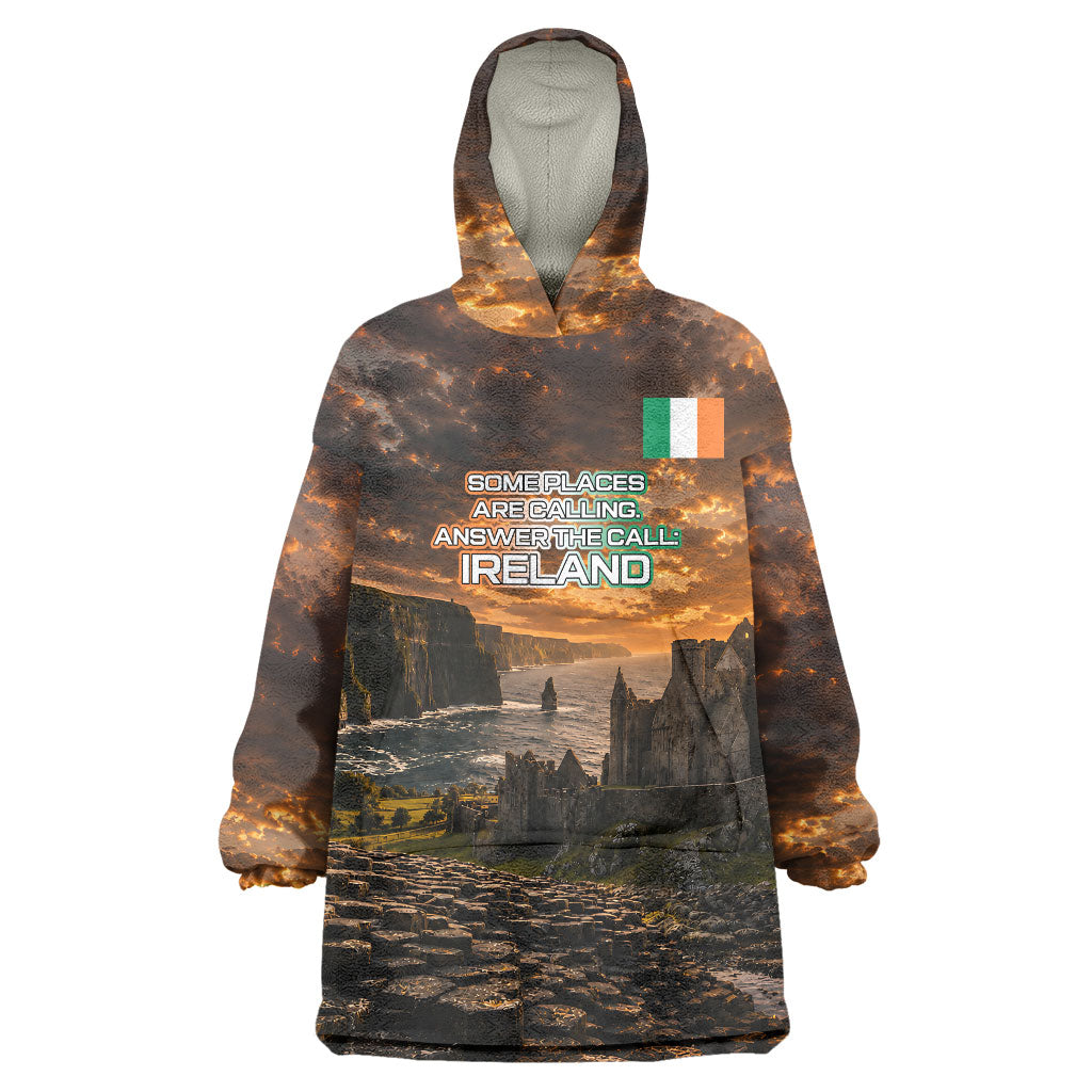 Ireland UFO Wearable Blanket Hoodie Irish Landscape Answer The Call