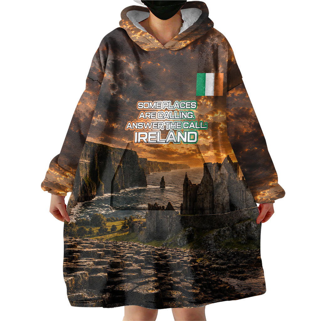 Ireland UFO Wearable Blanket Hoodie Irish Landscape Answer The Call