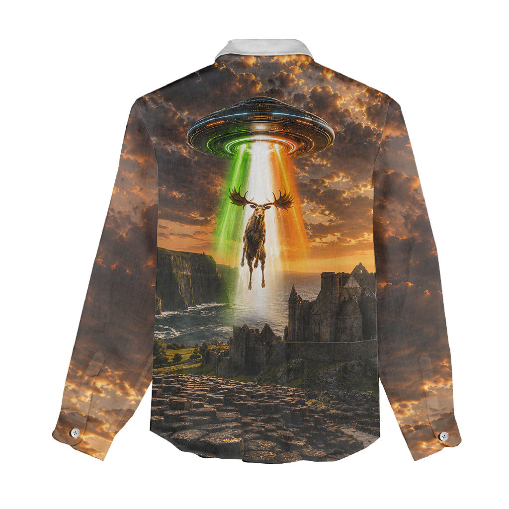 Ireland UFO Women Casual Shirt Irish Landscape Answer The Call