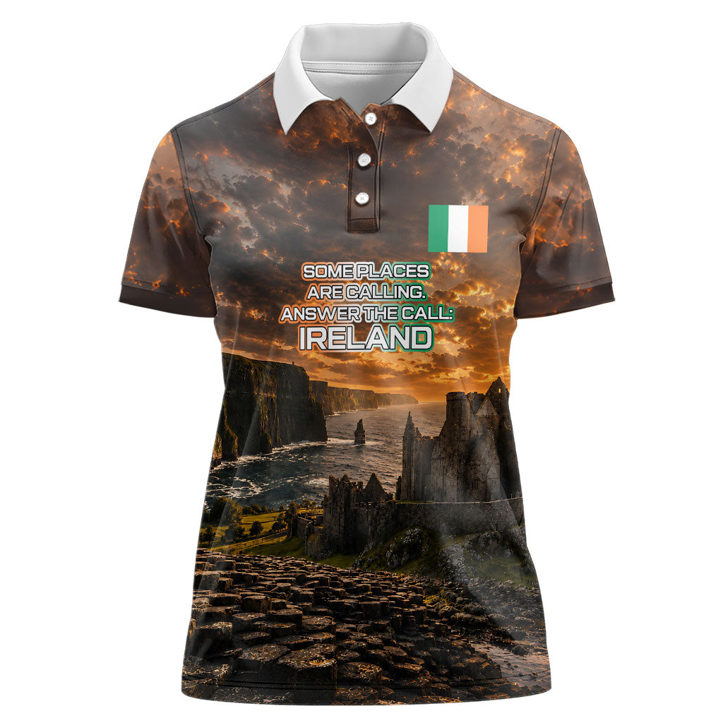 Ireland UFO Women Polo Shirt Irish Landscape Answer The Call