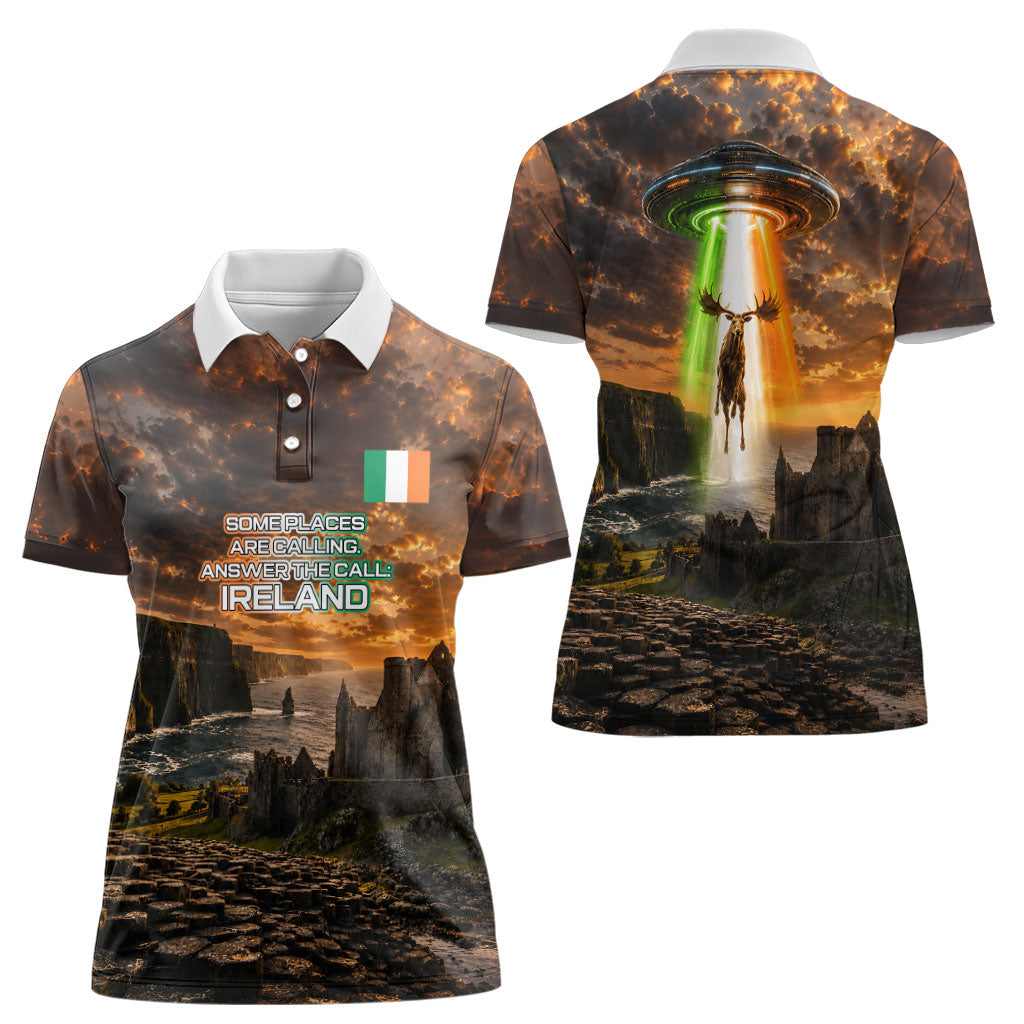 Ireland UFO Women Polo Shirt Irish Landscape Answer The Call