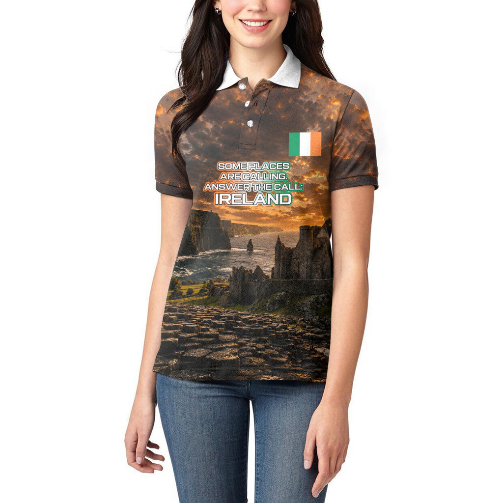 Ireland UFO Women Polo Shirt Irish Landscape Answer The Call