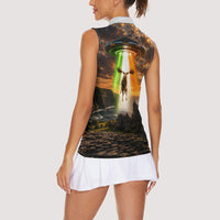 Ireland UFO Women Sleeveless Polo Shirt Irish Landscape Answer The Call