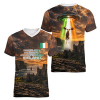 Ireland UFO Women V-Neck T-Shirt Irish Landscape Answer The Call
