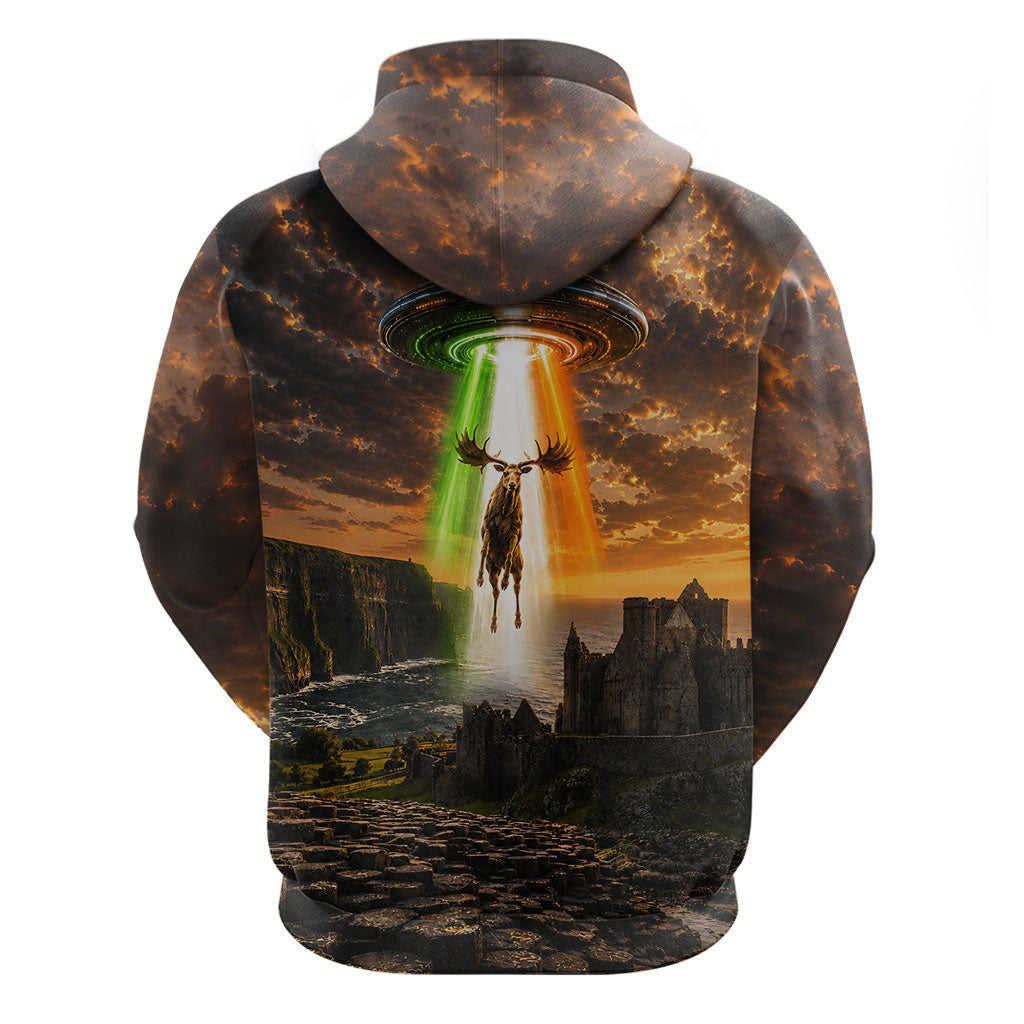 Ireland UFO Zip Hoodie Irish Landscape Answer The Call
