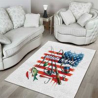 American Flag Fishing Area Rug with Fishing Rods and Lures Watercolor Style Design - Wonder Print Shop