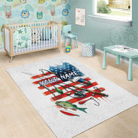 American Flag Fishing Area Rug with Fishing Rods and Lures Watercolor Style Design - Wonder Print Shop