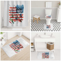 American Flag Fishing Bathroom Set with Fishing Rods and Lures Watercolor Style Design - Wonder Print Shop